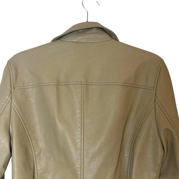 Levi's womens Faux Leather Belted Motorcycle Jacket- Green- Size Medium - Picture 7 of 15